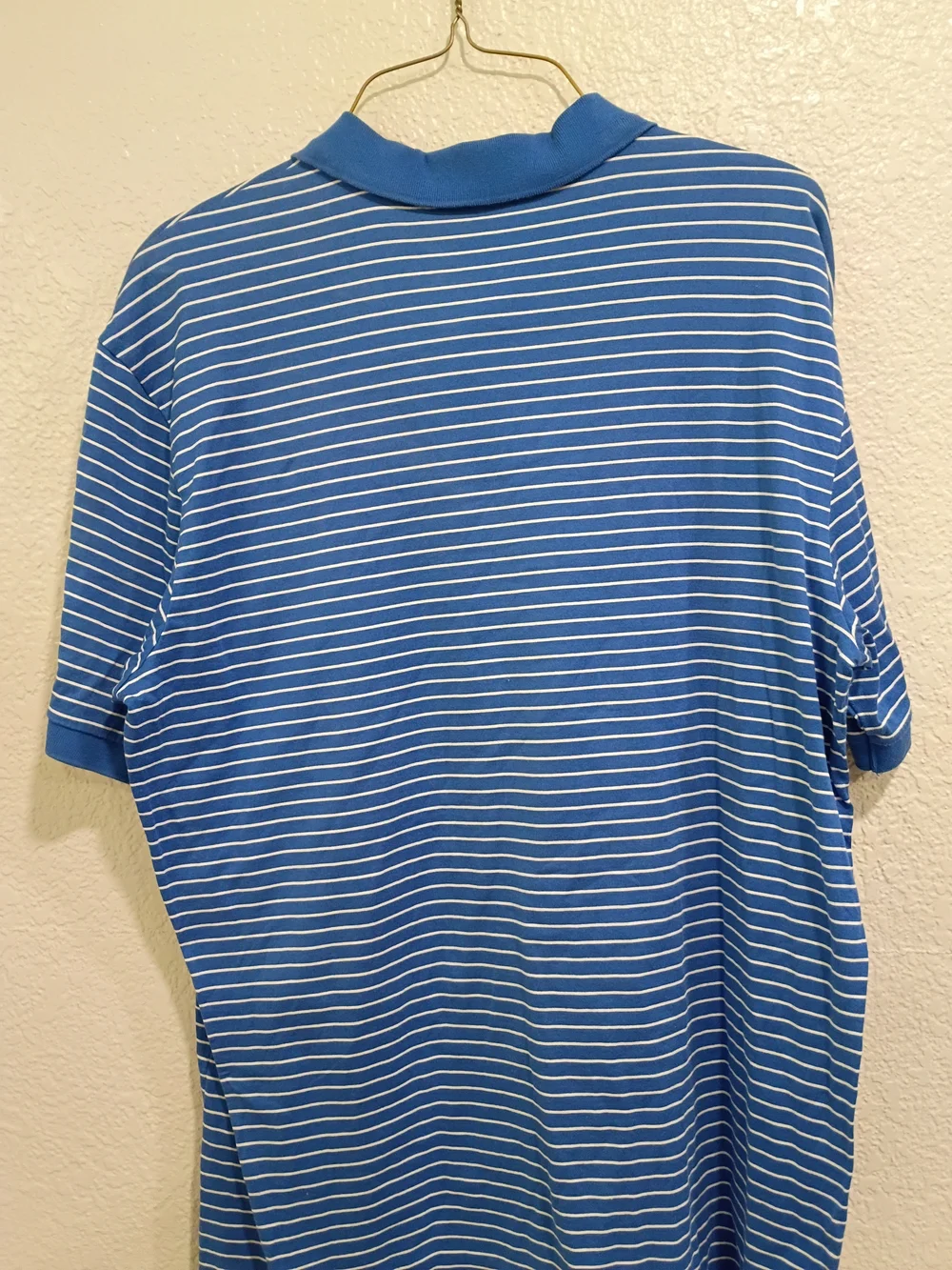 Ralph Lauren Blue and White Striped Polo with Orange Pony
